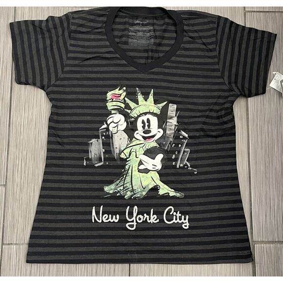 Disney Women’s Minnie Mouse Statue Of Liberty New York City V-Neck Black XL NWT - Picture 1 of 5